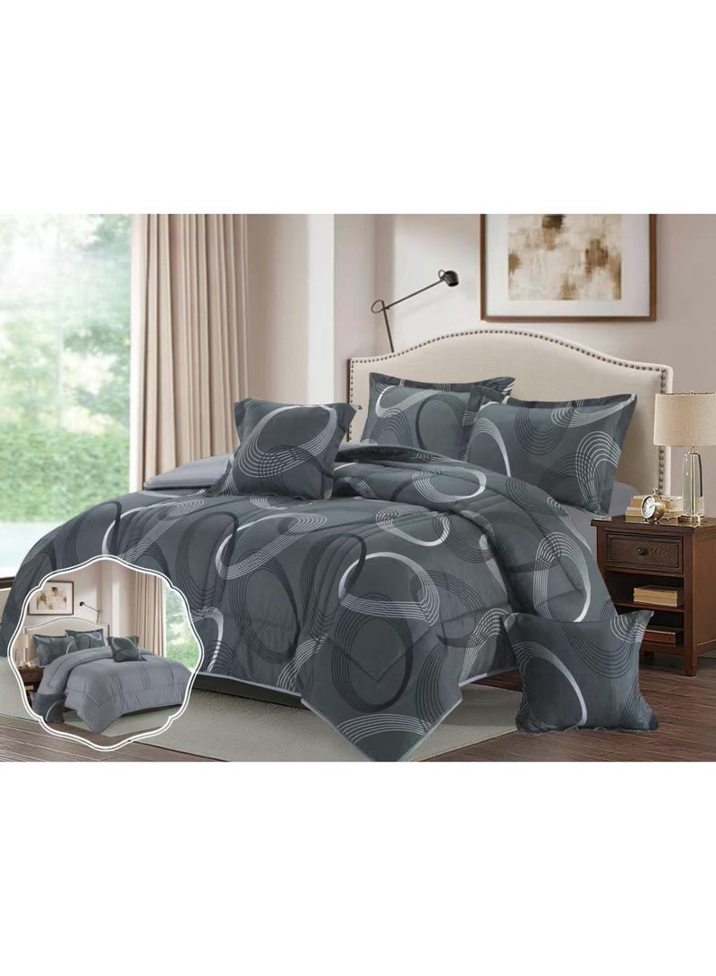 بلو سكاي طقم لحاف نفرين نظام وجهين مفرش مكون من ٦ قطع , لحاف بحشوة ٦ قطع , مايكروفايبر100% لحاف مقاس 260 في 240 سم - Image 4